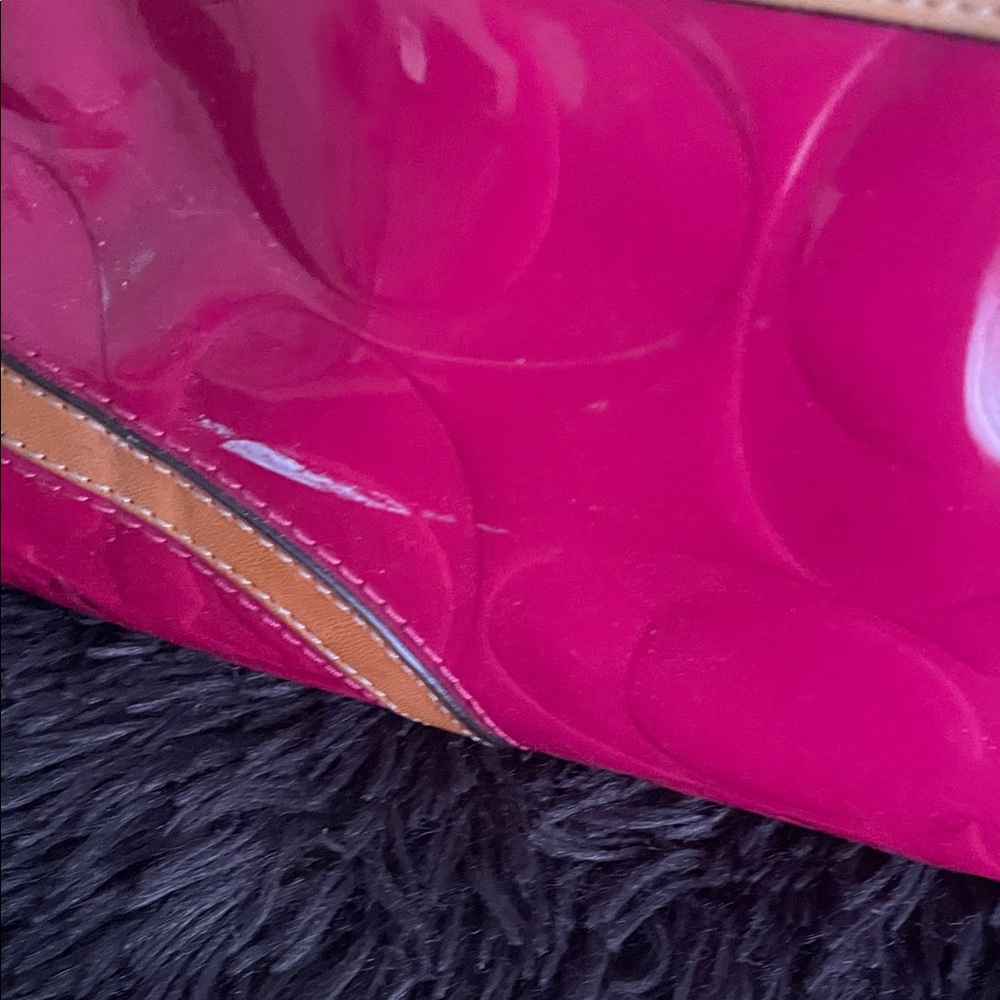 Coach Fuchsia and Tan Satchel - Picture 3 of 7